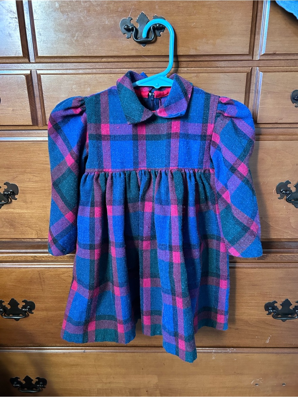 Plaid Peter Pan Collar Dress in Red, Green & Blue - Picture 7 of 7